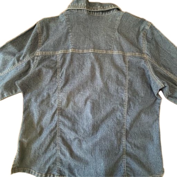 Bill Blass Jeanswear stretch button down western style jean shirt size L - Picture 4 of 14